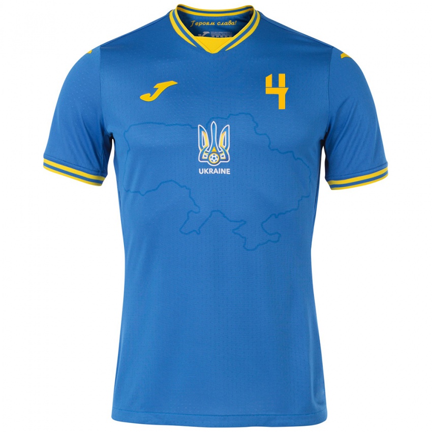 Kinderen Oekraïne Ivan Yermachkov #4 Blauw Uitshirt Uittenue 24-26 T-Shirt