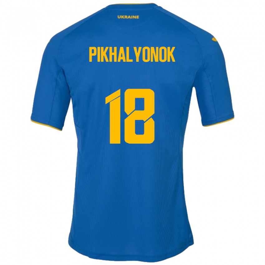 Kinderen Oekraïne Oleksandr Pikhalyonok #18 Blauw Uitshirt Uittenue 24-26 T-Shirt