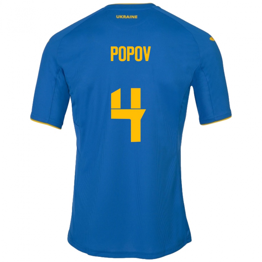 Kinderen Oekraïne Denys Popov #4 Blauw Uitshirt Uittenue 24-26 T-Shirt