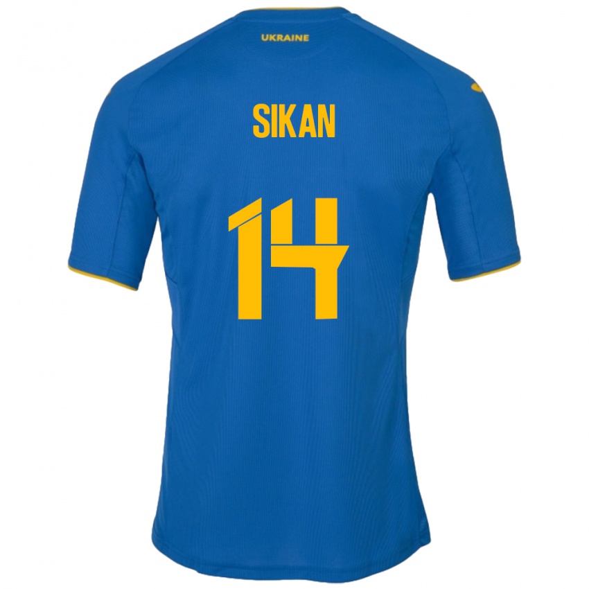 Kinderen Oekraïne Danylo Sikan #14 Blauw Uitshirt Uittenue 24-26 T-Shirt