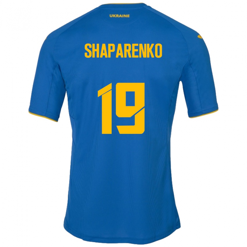 Kinderen Oekraïne Mykola Shaparenko #19 Blauw Uitshirt Uittenue 24-26 T-Shirt