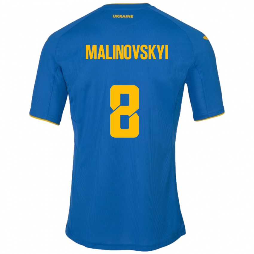 Kinderen Oekraïne Ruslan Malinovskyi #8 Blauw Uitshirt Uittenue 24-26 T-Shirt