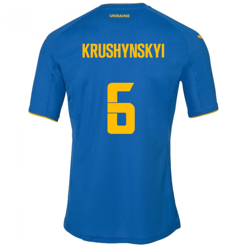 Kinderen Oekraïne Borys Krushynskyi #6 Blauw Uitshirt Uittenue 24-26 T-Shirt