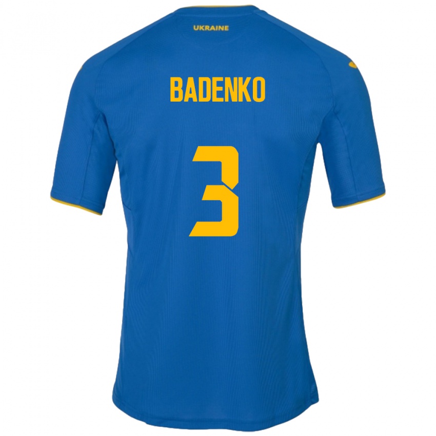 Kinderen Oekraïne Ilya Badenko #3 Blauw Uitshirt Uittenue 24-26 T-Shirt