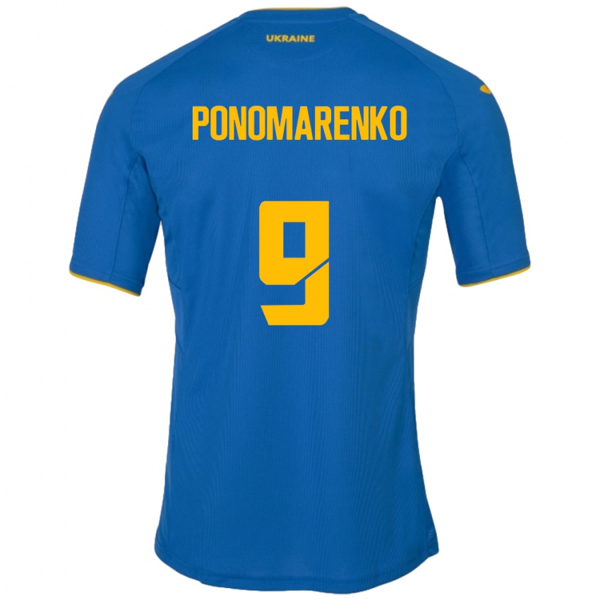 Kinderen Oekraïne Matviy Ponomarenko #9 Blauw Uitshirt Uittenue 24-26 T-Shirt