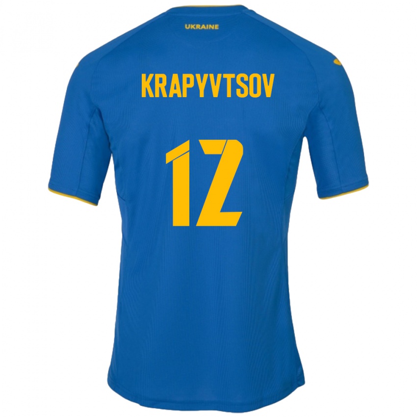 Kinderen Oekraïne Vladyslav Krapyvtsov #12 Blauw Uitshirt Uittenue 24-26 T-Shirt