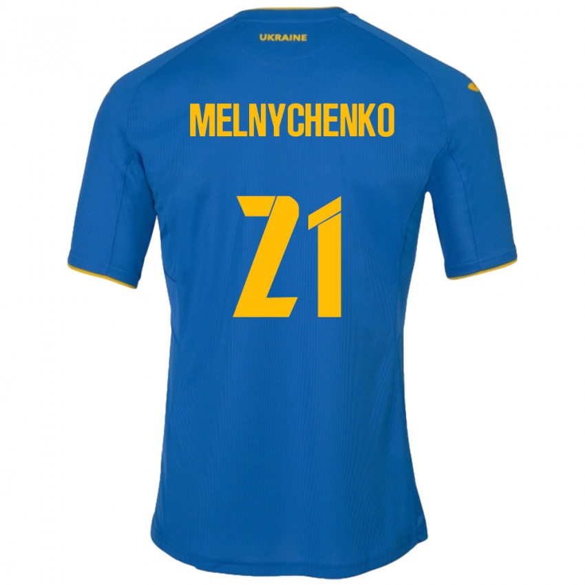 Kinderen Oekraïne Maksym Melnychenko #21 Blauw Uitshirt Uittenue 24-26 T-Shirt