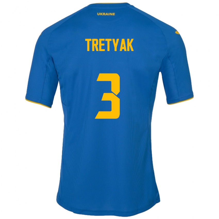 Kinderen Oekraïne Demyan Tretyak #3 Blauw Uitshirt Uittenue 24-26 T-Shirt