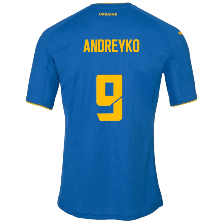 Kinderen Oekraïne Ivan Andreyko #9 Blauw Uitshirt Uittenue 24-26 T-Shirt