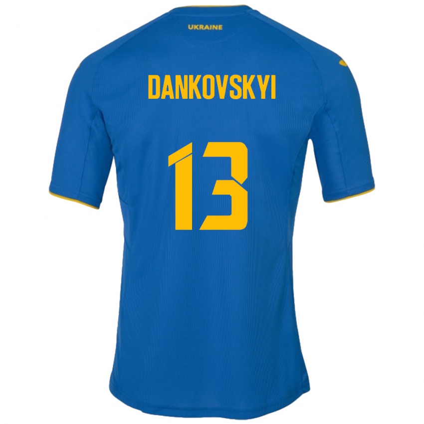 Kinderen Oekraïne Yegor Dankovskyi #13 Blauw Uitshirt Uittenue 24-26 T-Shirt