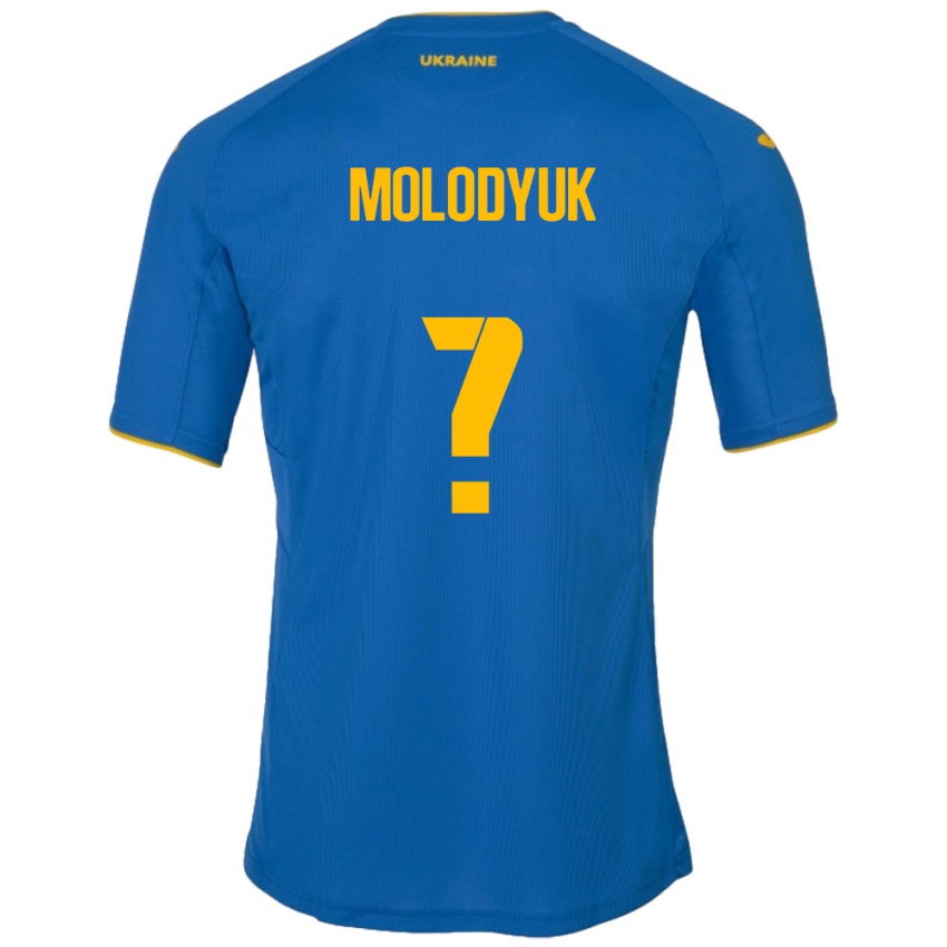 Kinderen Oekraïne Yelyzaveta Molodyuk #0 Blauw Uitshirt Uittenue 24-26 T-Shirt