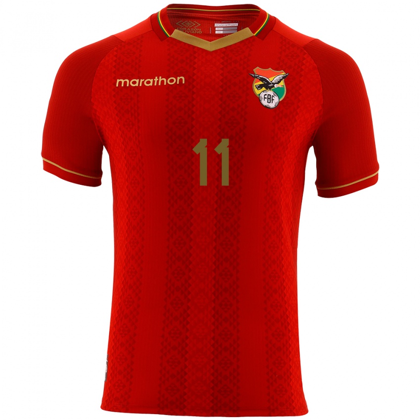 Kinderen Bolivia Javier Uzeda #11 Rood Uitshirt Uittenue 24-26 T-Shirt