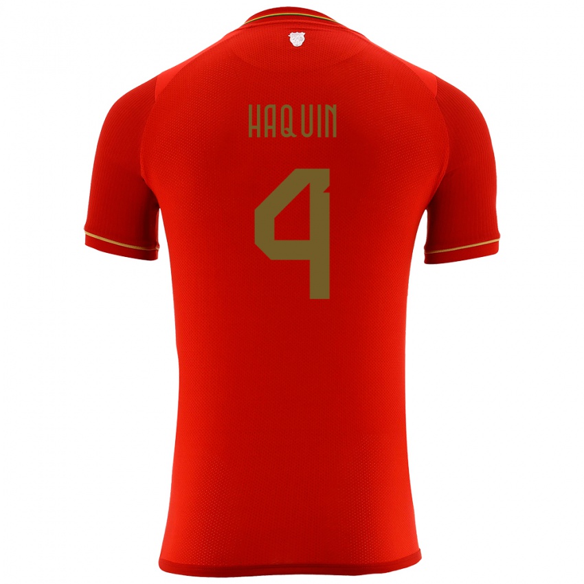 Kinderen Bolivia Luis Haquín #4 Rood Uitshirt Uittenue 24-26 T-Shirt