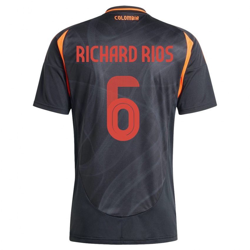 Kinderen Colombia Richard Ríos #6 Zwart Uitshirt Uittenue 24-26 T-Shirt