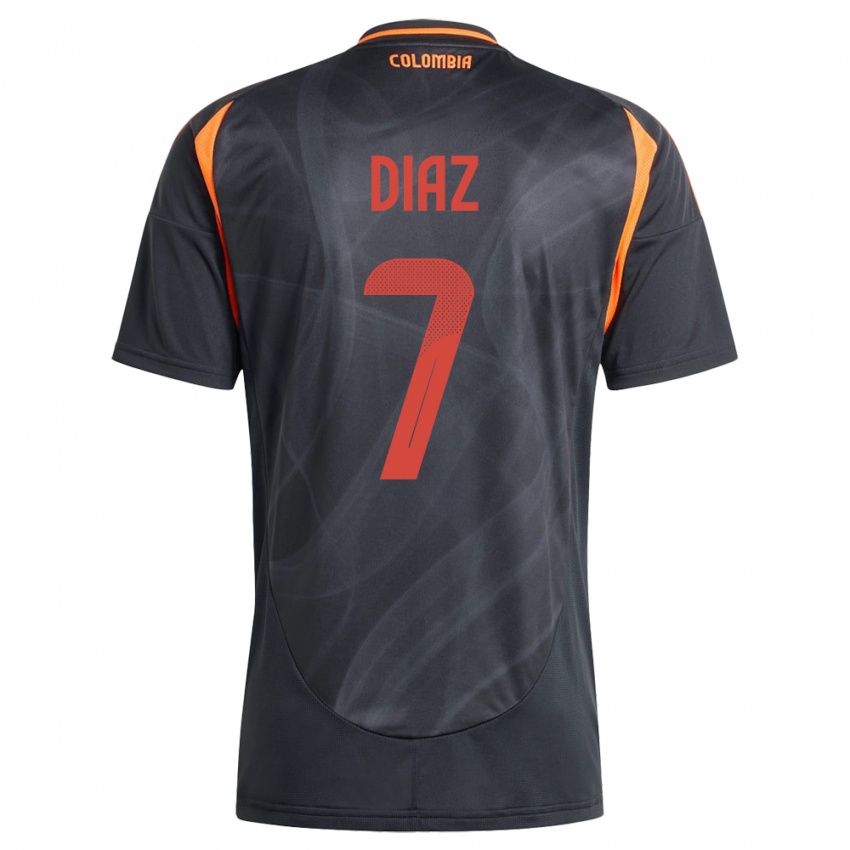 Kinderen Colombia Luis Díaz #7 Zwart Uitshirt Uittenue 24-26 T-Shirt