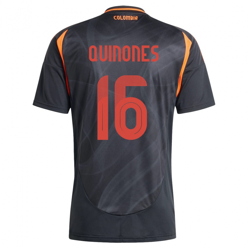 Kinderen Colombia Nelson Quiñónes #16 Zwart Uitshirt Uittenue 24-26 T-Shirt