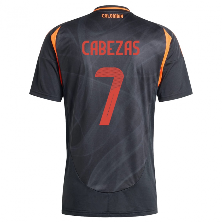 Kinderen Colombia Jorge Cabezas #7 Zwart Uitshirt Uittenue 24-26 T-Shirt