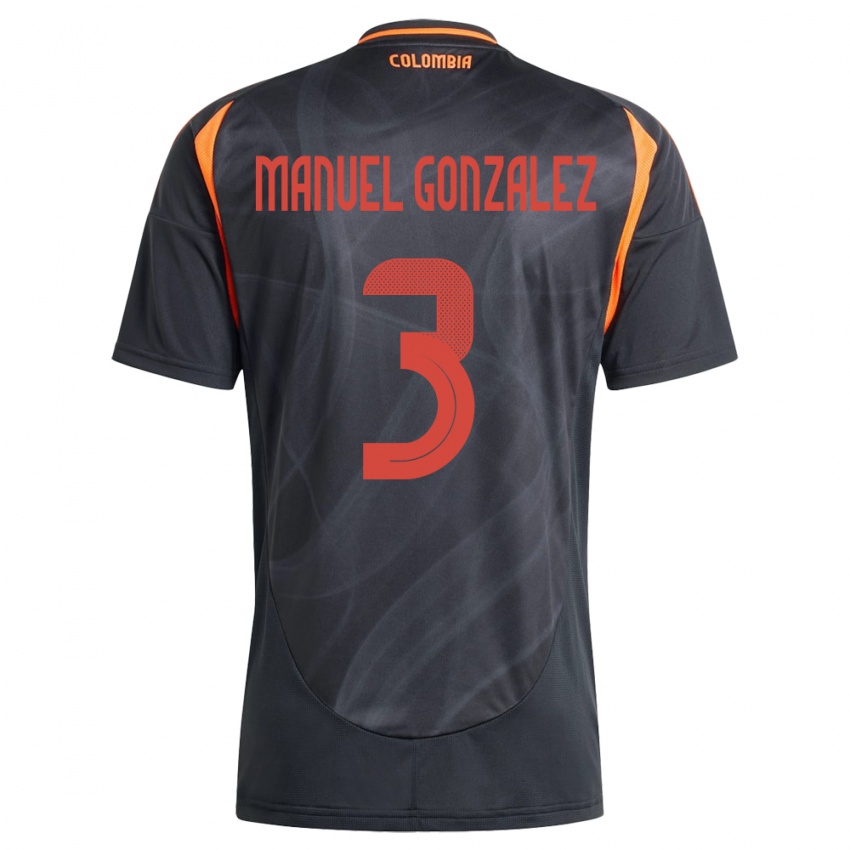 Kinderen Colombia Carlos Manuel González #3 Zwart Uitshirt Uittenue 24-26 T-Shirt