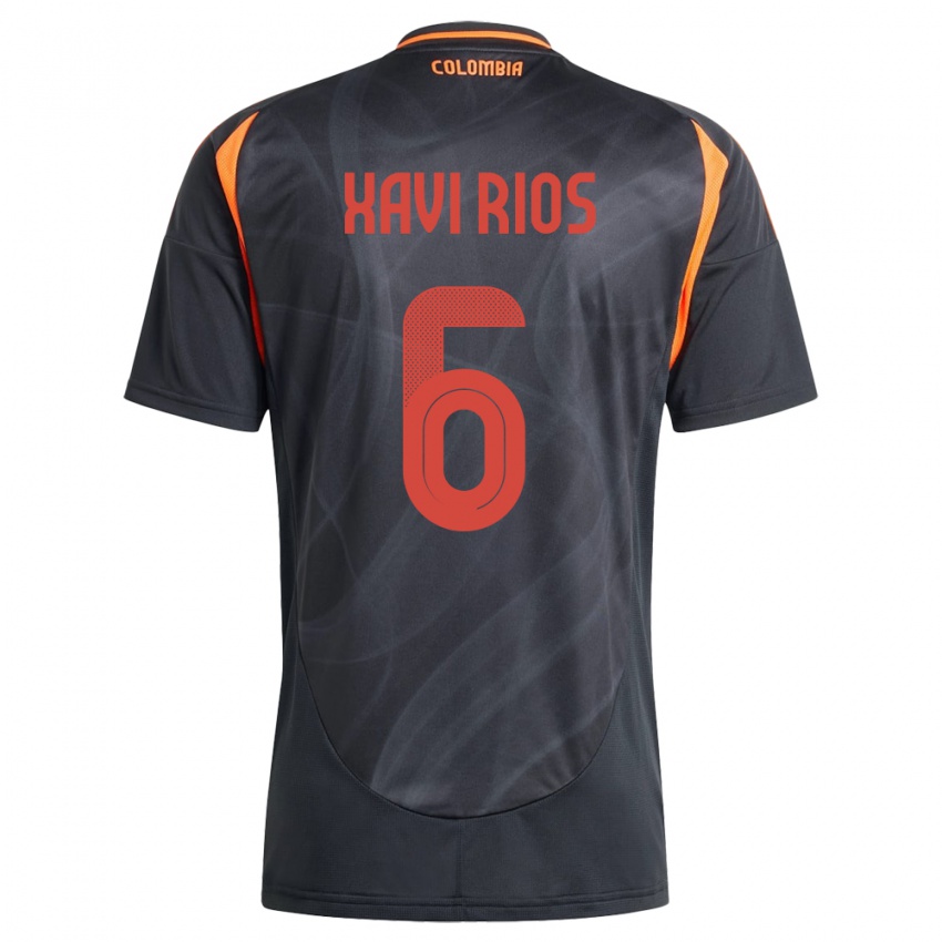 Kinderen Colombia Xavi Ríos #6 Zwart Uitshirt Uittenue 24-26 T-Shirt