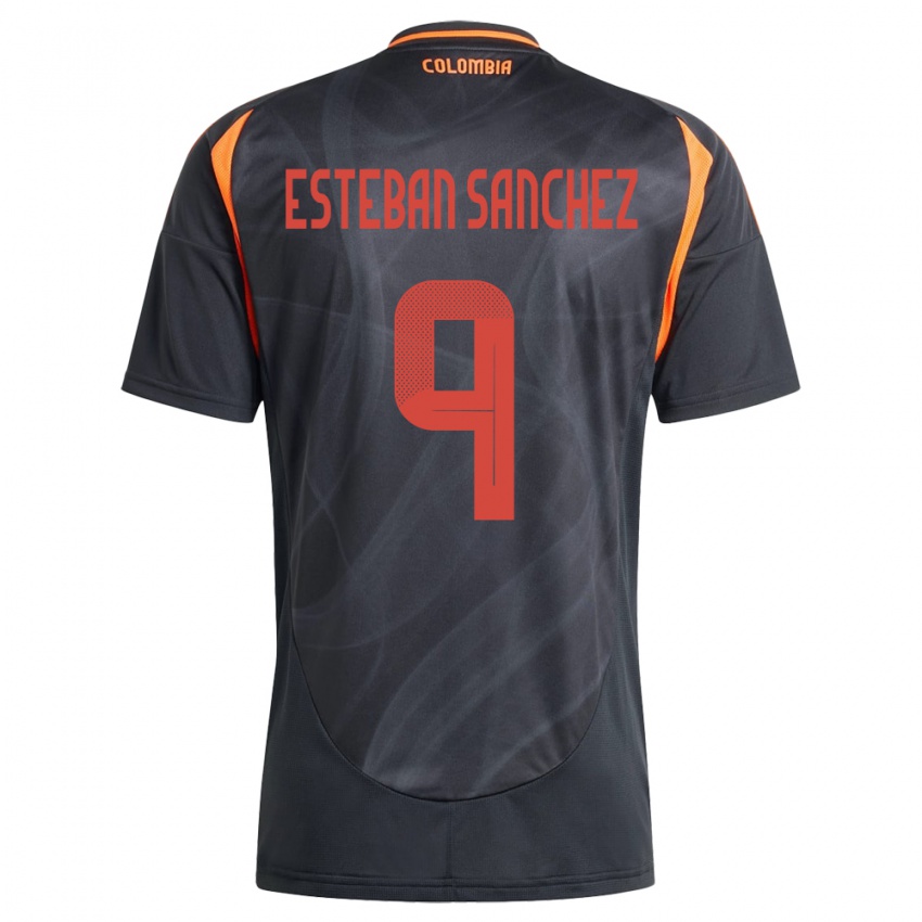 Kinderen Colombia Juan Esteban Sánchez #9 Zwart Uitshirt Uittenue 24-26 T-Shirt