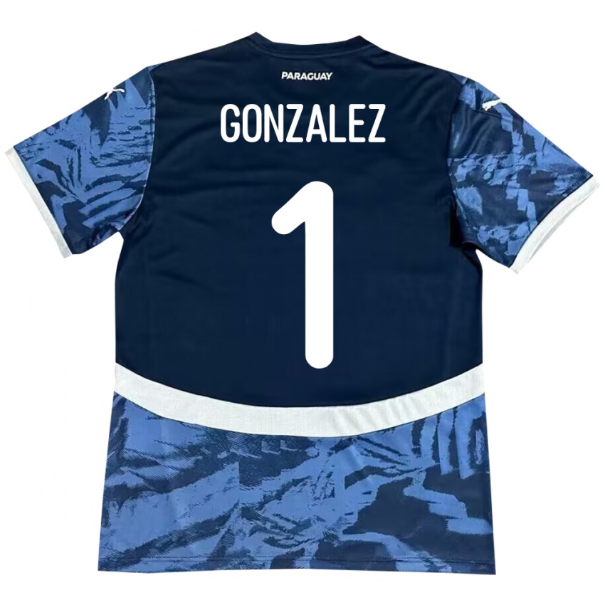 Kinderen Paraguay Ángel González #1 Blauw Uitshirt Uittenue 24-26 T-Shirt