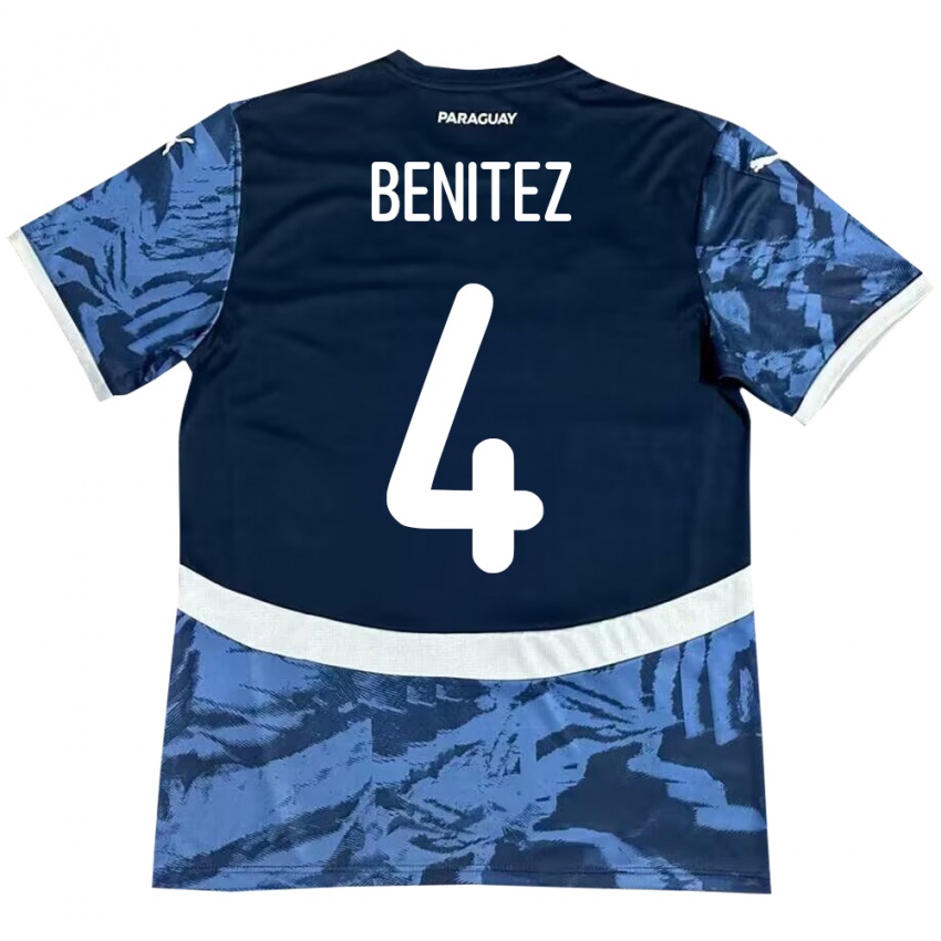 Kinderen Paraguay Gastón Benítez #4 Blauw Uitshirt Uittenue 24-26 T-Shirt