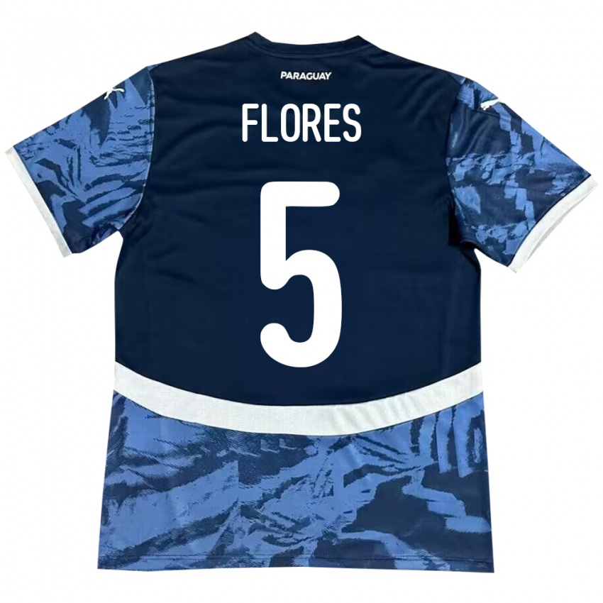 Kinderen Paraguay Gilberto Flores #5 Blauw Uitshirt Uittenue 24-26 T-Shirt