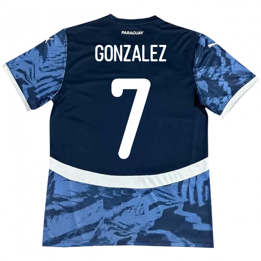 Kinderen Paraguay Diego González #7 Blauw Uitshirt Uittenue 24-26 T-Shirt