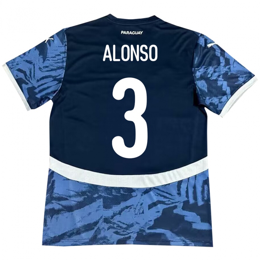 Kinderen Paraguay Lorena Alonso #3 Blauw Uitshirt Uittenue 24-26 T-Shirt