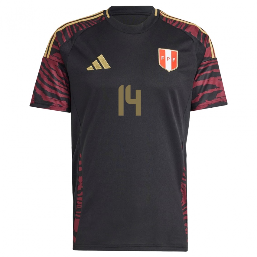 Kinderen Peru Gianluca Lapadula #14 Zwart Uitshirt Uittenue 24-26 T-Shirt