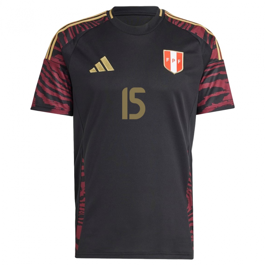 Kinderen Peru Miguel Araujo #15 Zwart Uitshirt Uittenue 24-26 T-Shirt