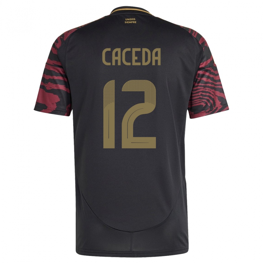 Kinderen Peru Carlos Cáceda #12 Zwart Uitshirt Uittenue 24-26 T-Shirt