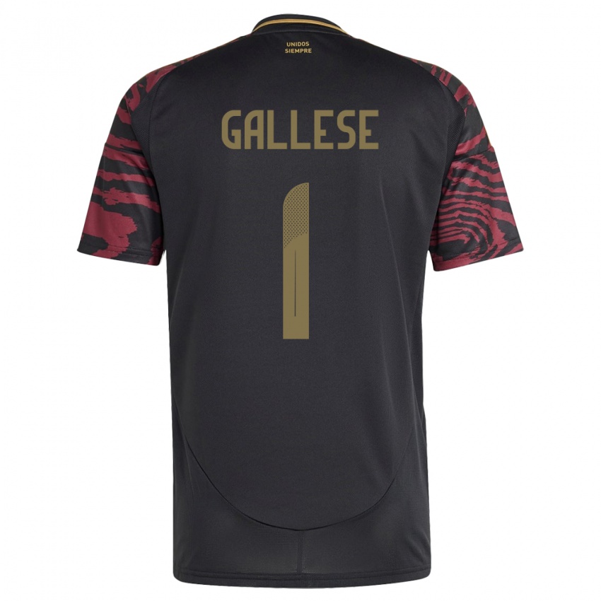 Kinderen Peru Pedro Gallese #1 Zwart Uitshirt Uittenue 24-26 T-Shirt