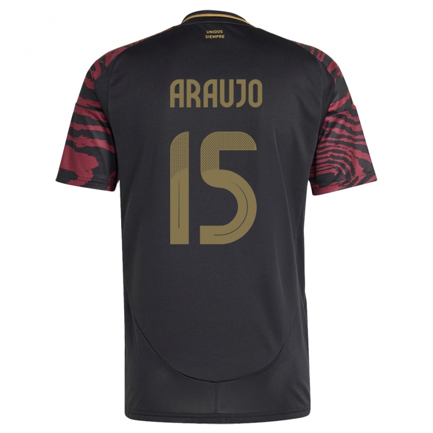 Kinderen Peru Miguel Araujo #15 Zwart Uitshirt Uittenue 24-26 T-Shirt