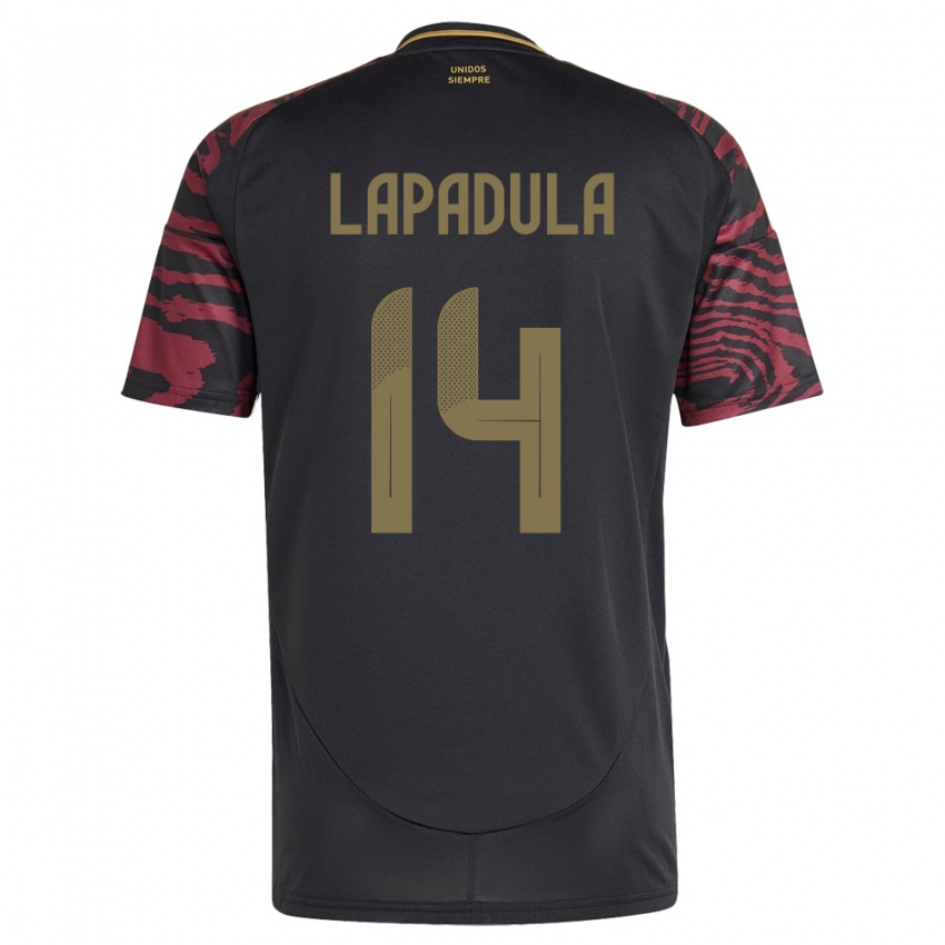 Kinderen Peru Gianluca Lapadula #14 Zwart Uitshirt Uittenue 24-26 T-Shirt