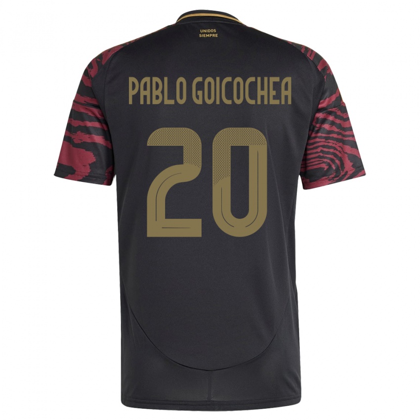 Kinderen Peru Juan Pablo Goicochea #20 Zwart Uitshirt Uittenue 24-26 T-Shirt