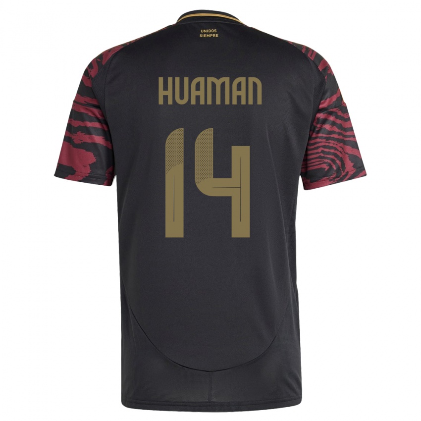 Kinderen Peru Marco Huamán #14 Zwart Uitshirt Uittenue 24-26 T-Shirt