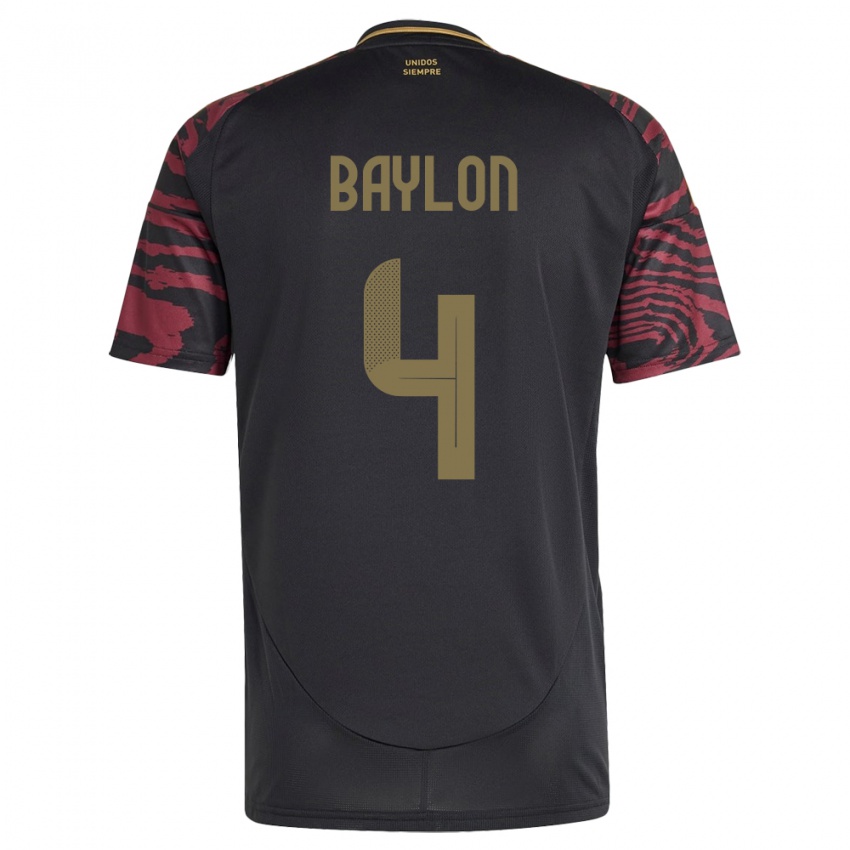 Kinderen Peru Luis Baylón #4 Zwart Uitshirt Uittenue 24-26 T-Shirt