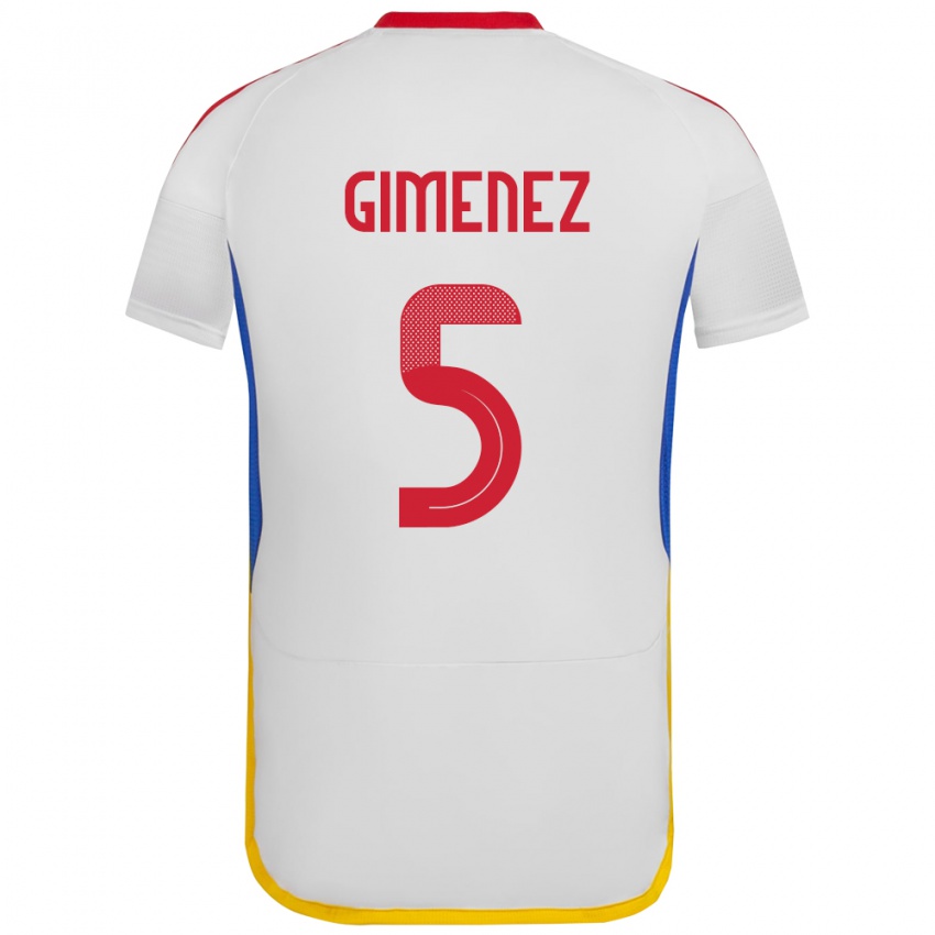 Kinderen Venezuela Yenifer Giménez #5 Wit Uitshirt Uittenue 24-26 T-Shirt