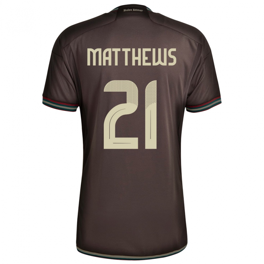 Kinderen Jamaica Cheyna Matthews #21 Nachtbruin Uitshirt Uittenue 24-26 T-Shirt