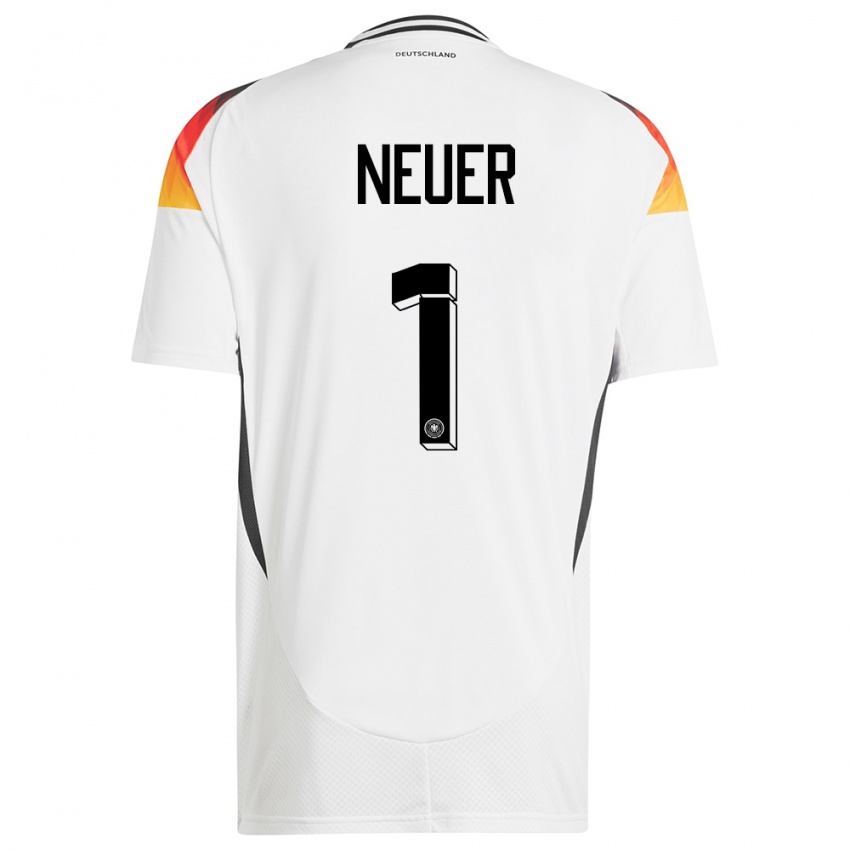 Heren Duitsland Manuel Neuer #1 Wit Thuisshirt Thuistenue 24-26 T-Shirt