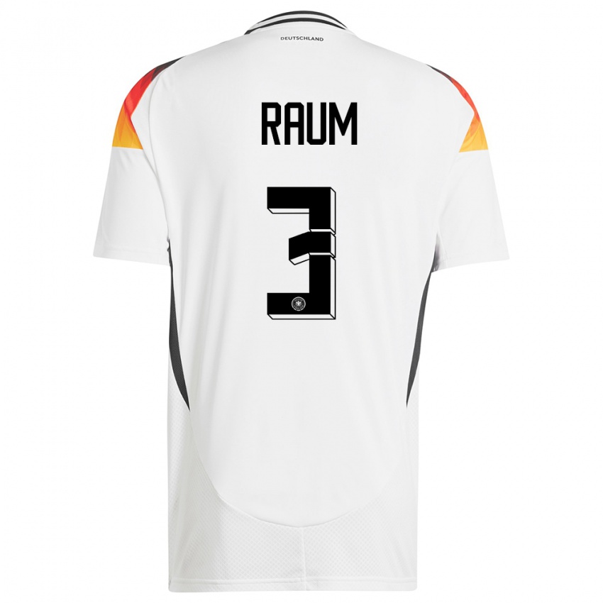 Heren Duitsland David Raum #3 Wit Thuisshirt Thuistenue 24-26 T-Shirt