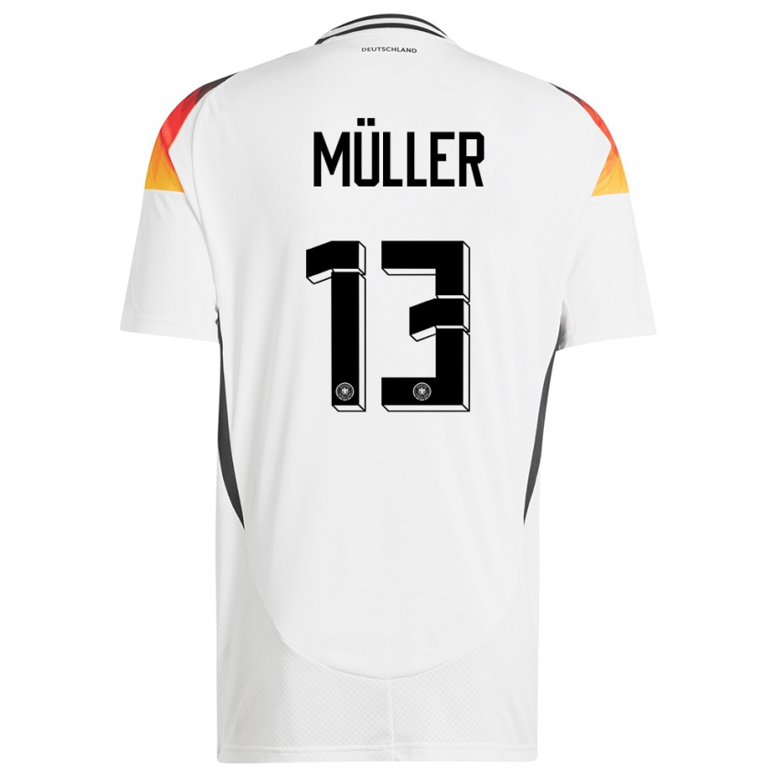 Heren Duitsland Thomas Muller #13 Wit Thuisshirt Thuistenue 24-26 T-Shirt