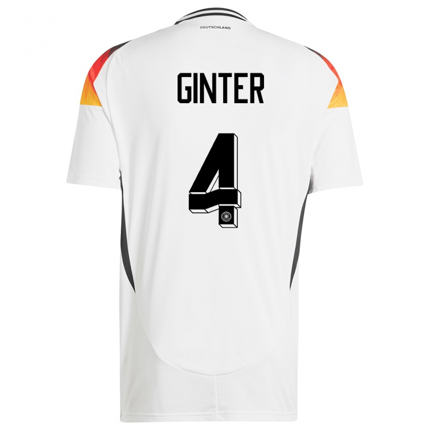 Heren Duitsland Matthias Ginter #4 Wit Thuisshirt Thuistenue 24-26 T-Shirt