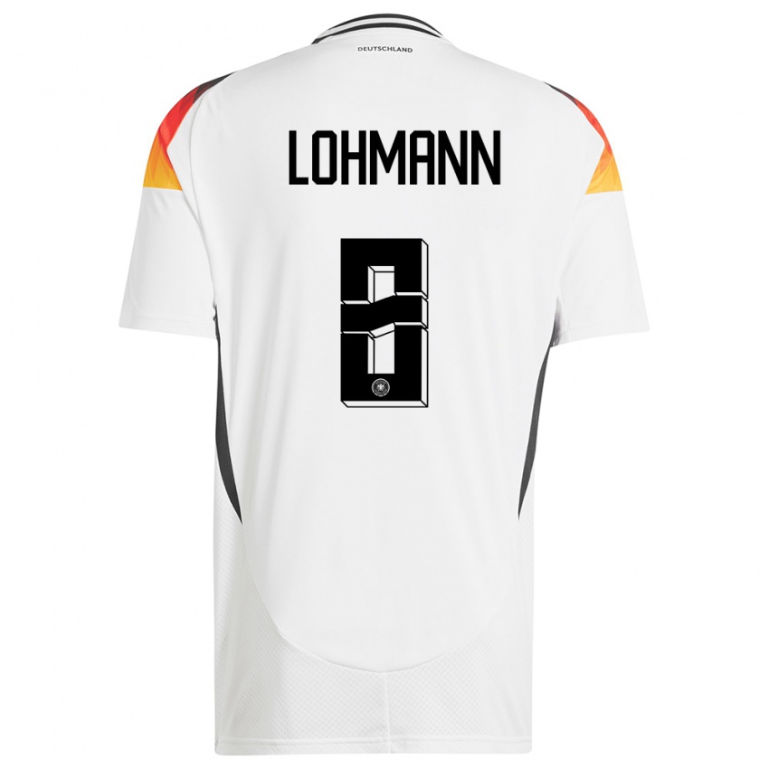 Heren Duitsland Sydney Lohmann #8 Wit Thuisshirt Thuistenue 24-26 T-Shirt