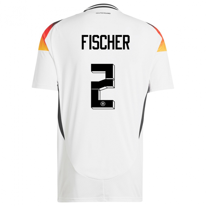 Heren Duitsland Kilian Fischer #2 Wit Thuisshirt Thuistenue 24-26 T-Shirt
