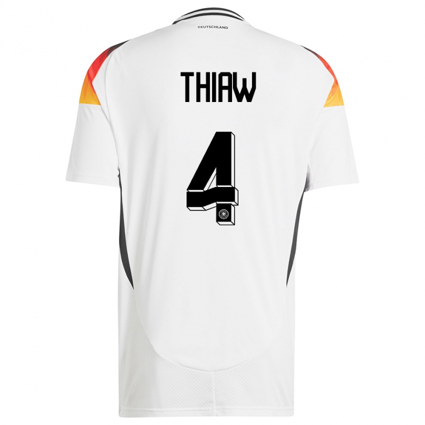 Heren Duitsland Malick Thiaw #4 Wit Thuisshirt Thuistenue 24-26 T-Shirt