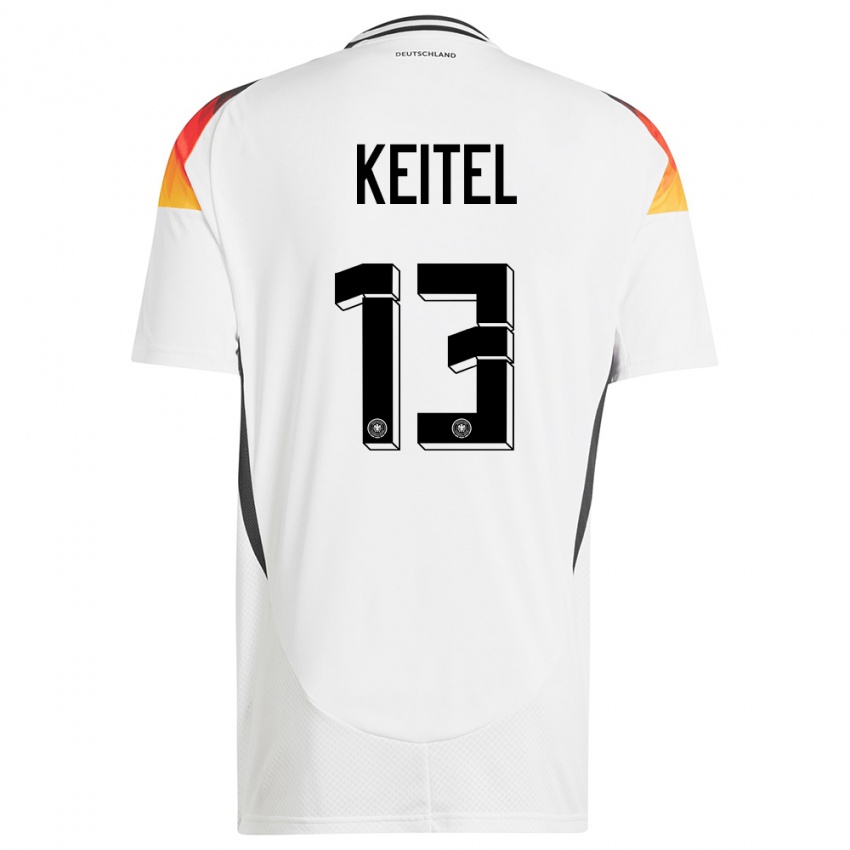 Heren Duitsland Yannik Keitel #13 Wit Thuisshirt Thuistenue 24-26 T-Shirt