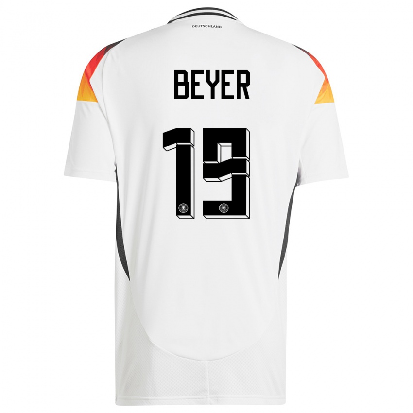 Heren Duitsland Jordan Beyer #19 Wit Thuisshirt Thuistenue 24-26 T-Shirt