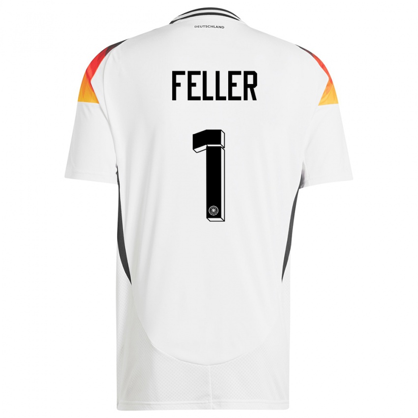 Heren Duitsland Frank Feller #1 Wit Thuisshirt Thuistenue 24-26 T-Shirt